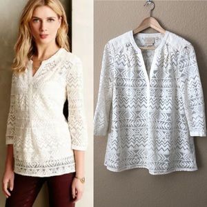 Anthro Vanessa Virginia embroidered tulle tunic